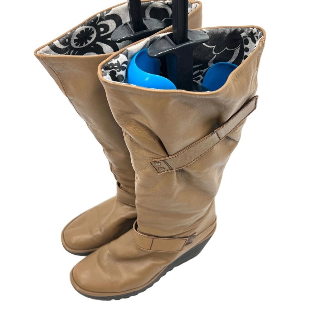 Fly London Slouch Wedge Leather Boots - Picture 4 of 11